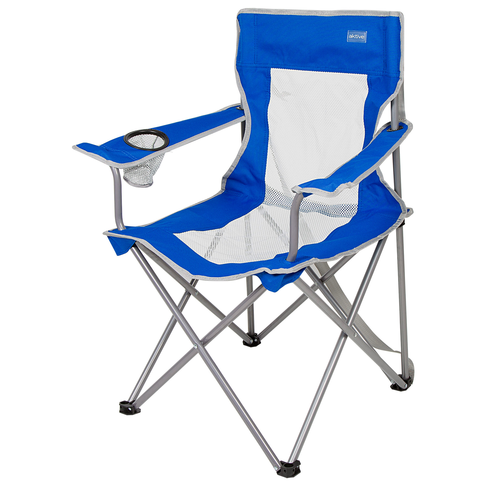 Aktive - Sillas de camping, asiento medio, sillas coloridas, posavasos lateral, topes anivuelco, plegado compacto, asa de transporte, bolsa de almacenaje, peso soportado 110 kg, packs camping, acampada