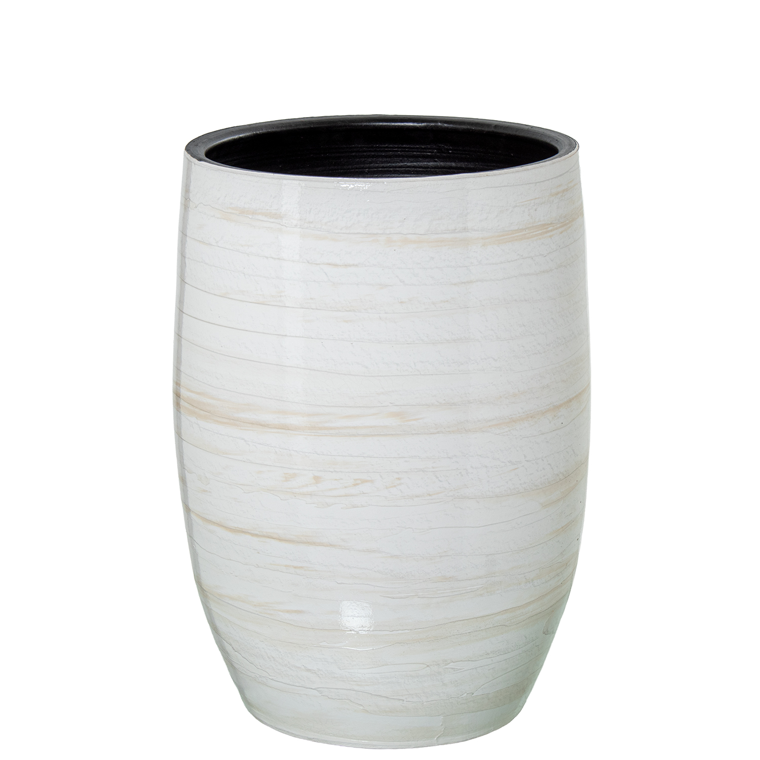 Jarrón de cerámica 50 cm blanco, beige brillo, medidas 36x50 cm Fijalo