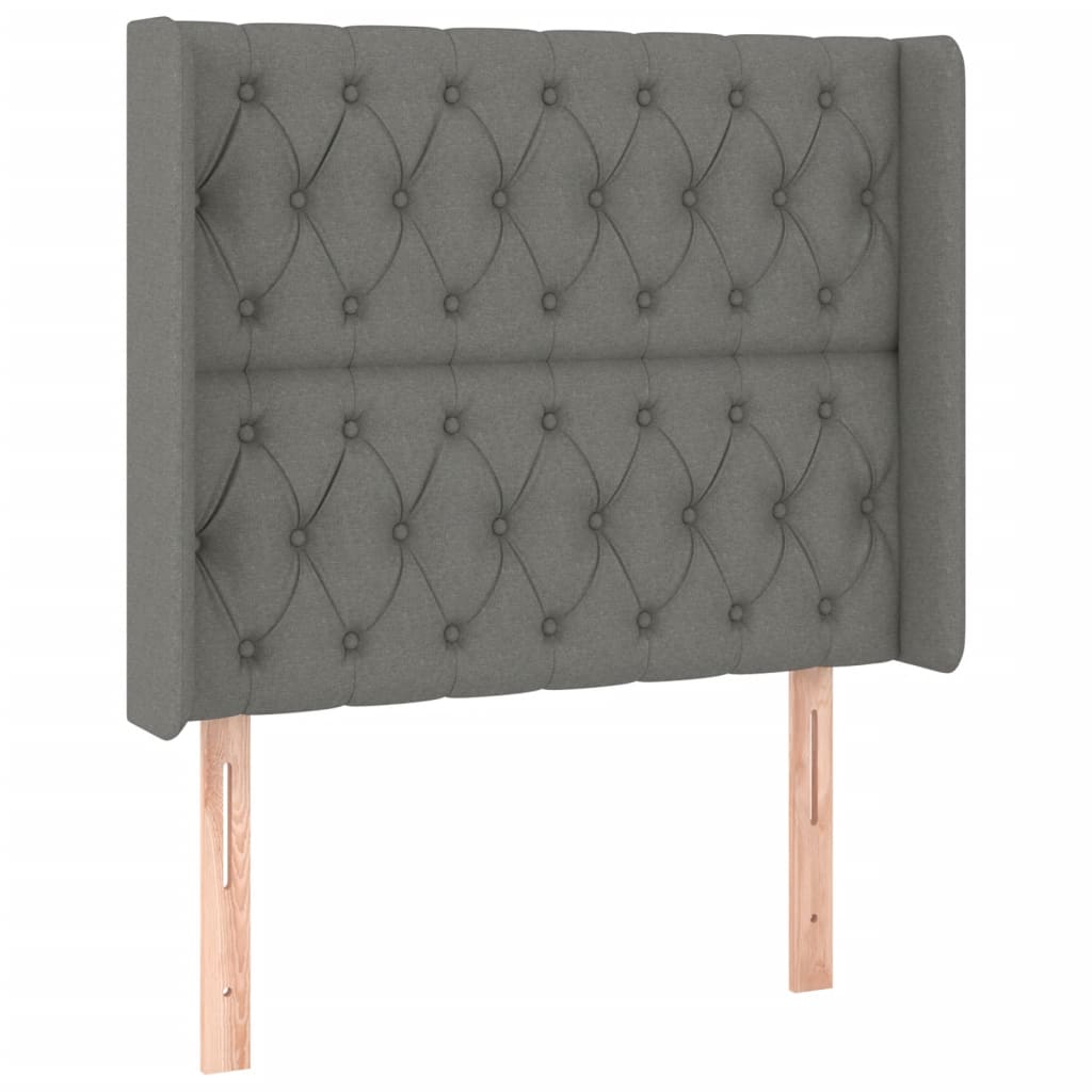 vidaXL Cabecero con LED de tela gris oscuro103x16x118/128 cm