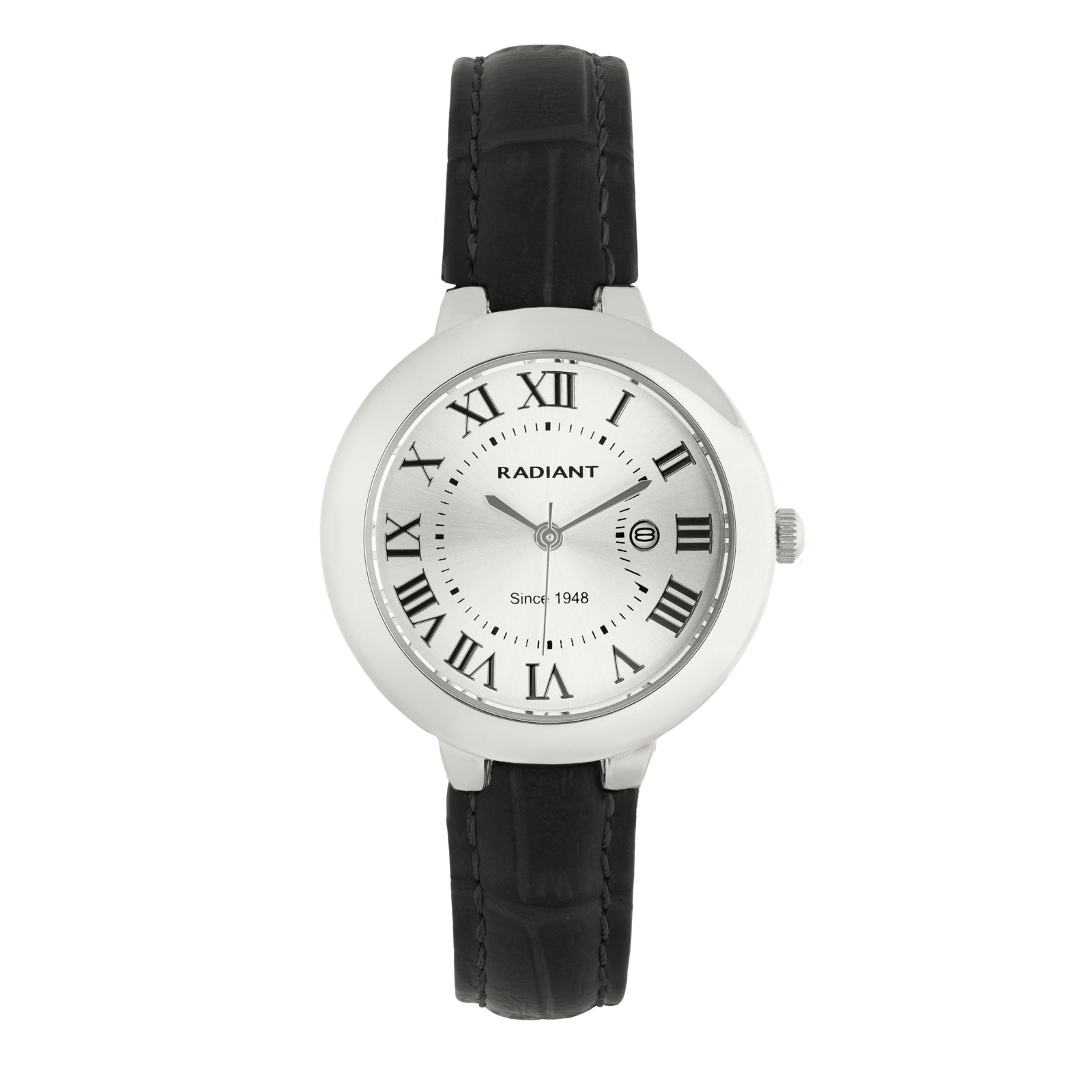 Radiant Reloj Mujer Caja De Metal Pulsera Genuine Leather De Color Negro Resistente Al Agua 3 Atm Ra684204