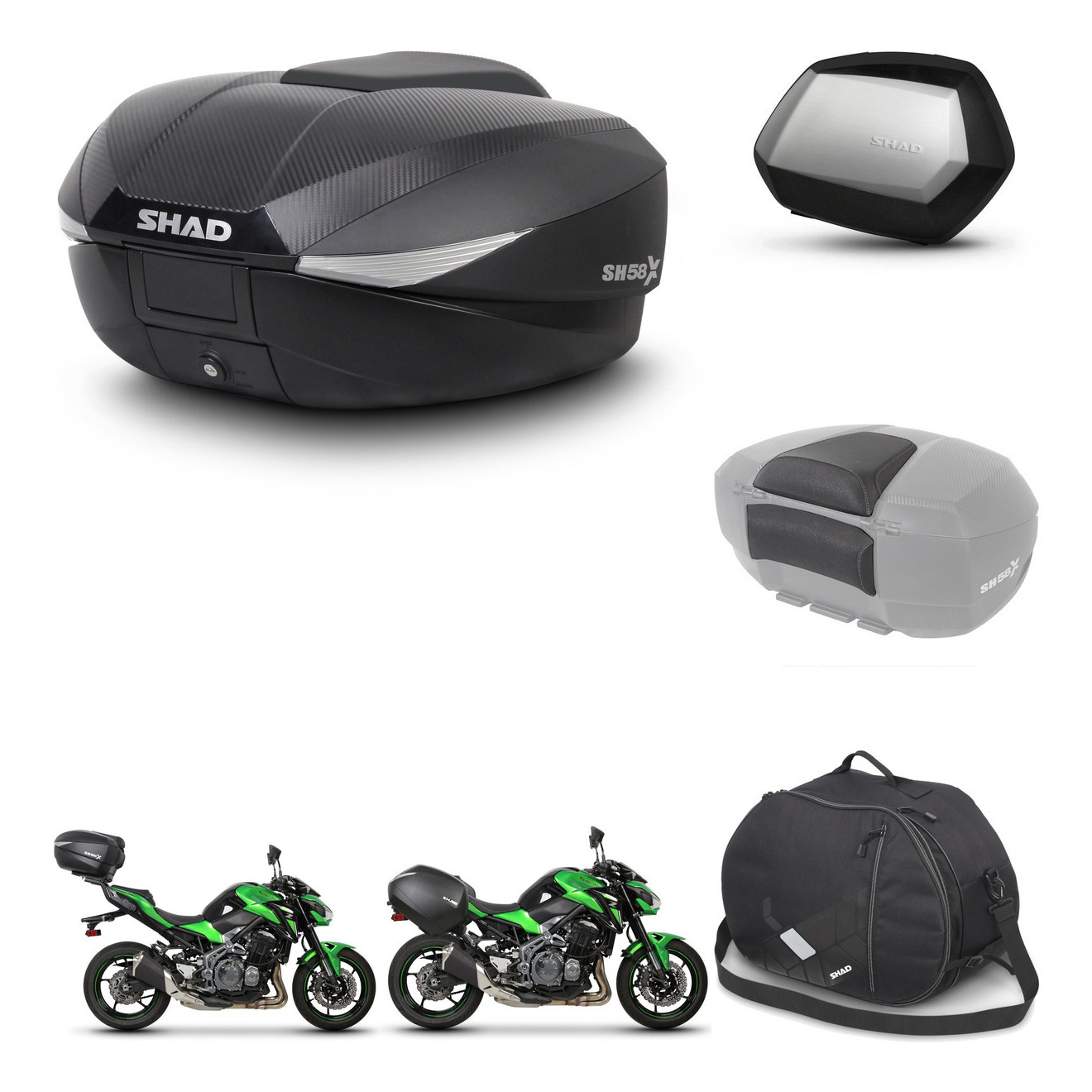 Maletas Laterales + Baul Trasero + Accesorios + Herraje 3P + Herraje Montaje Sh58x Sc Sh35 Premium KIT-260242