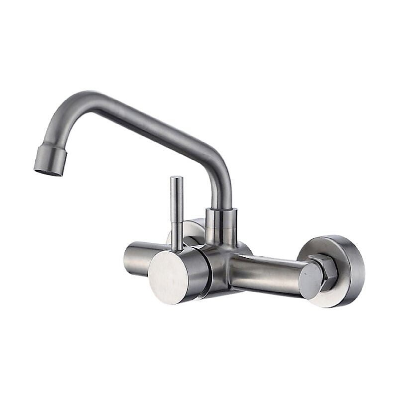 CA Grifos, grifos para fregadero de cocina, grifo mezclador de pared de 2 orificios, caño giratorio, grifo