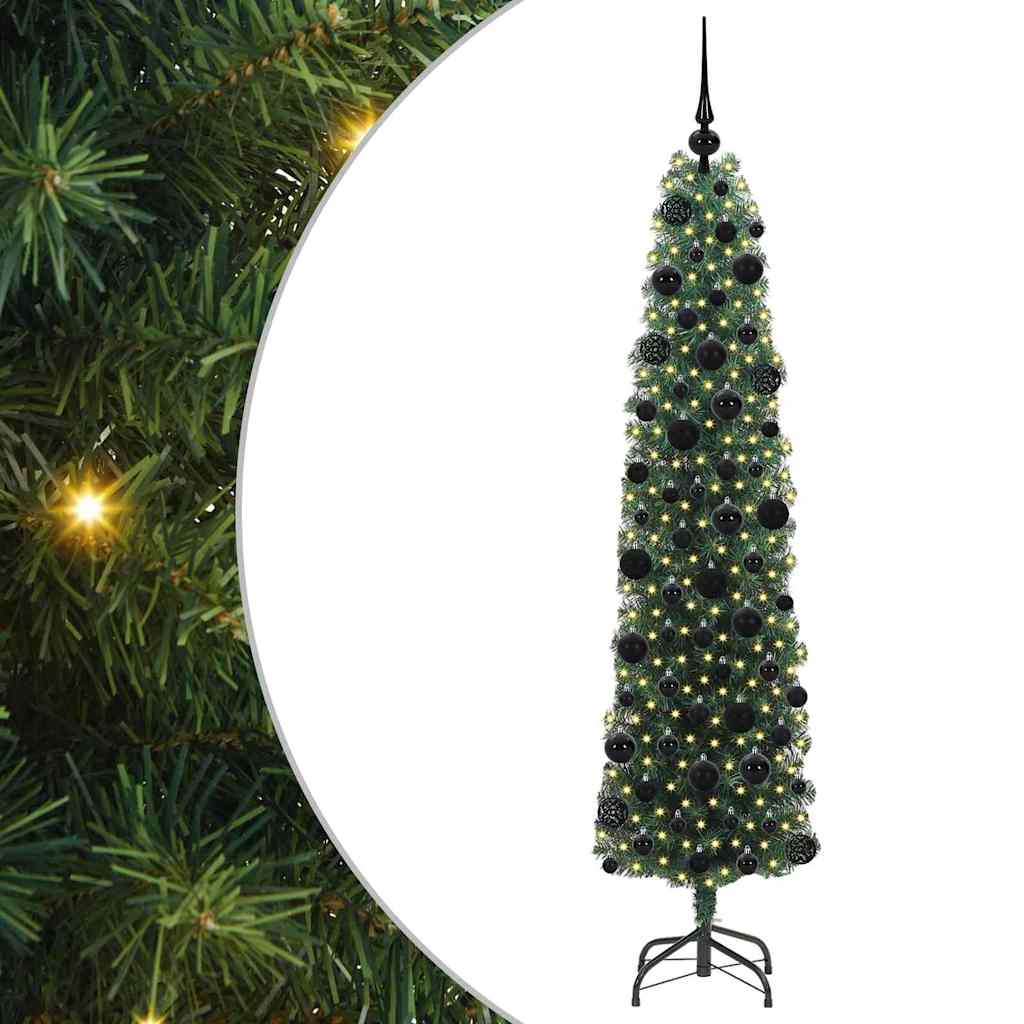 vidaXL Árbol de Navidad artificial Verde 180 cm PVC, Acero y Plástico Multicolor