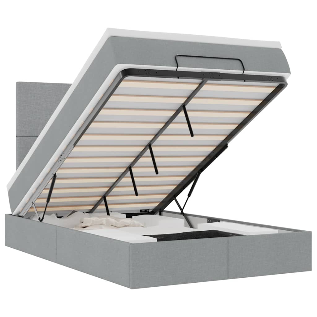 vidaXL Estructura de cama otomana colchón tela gris claro