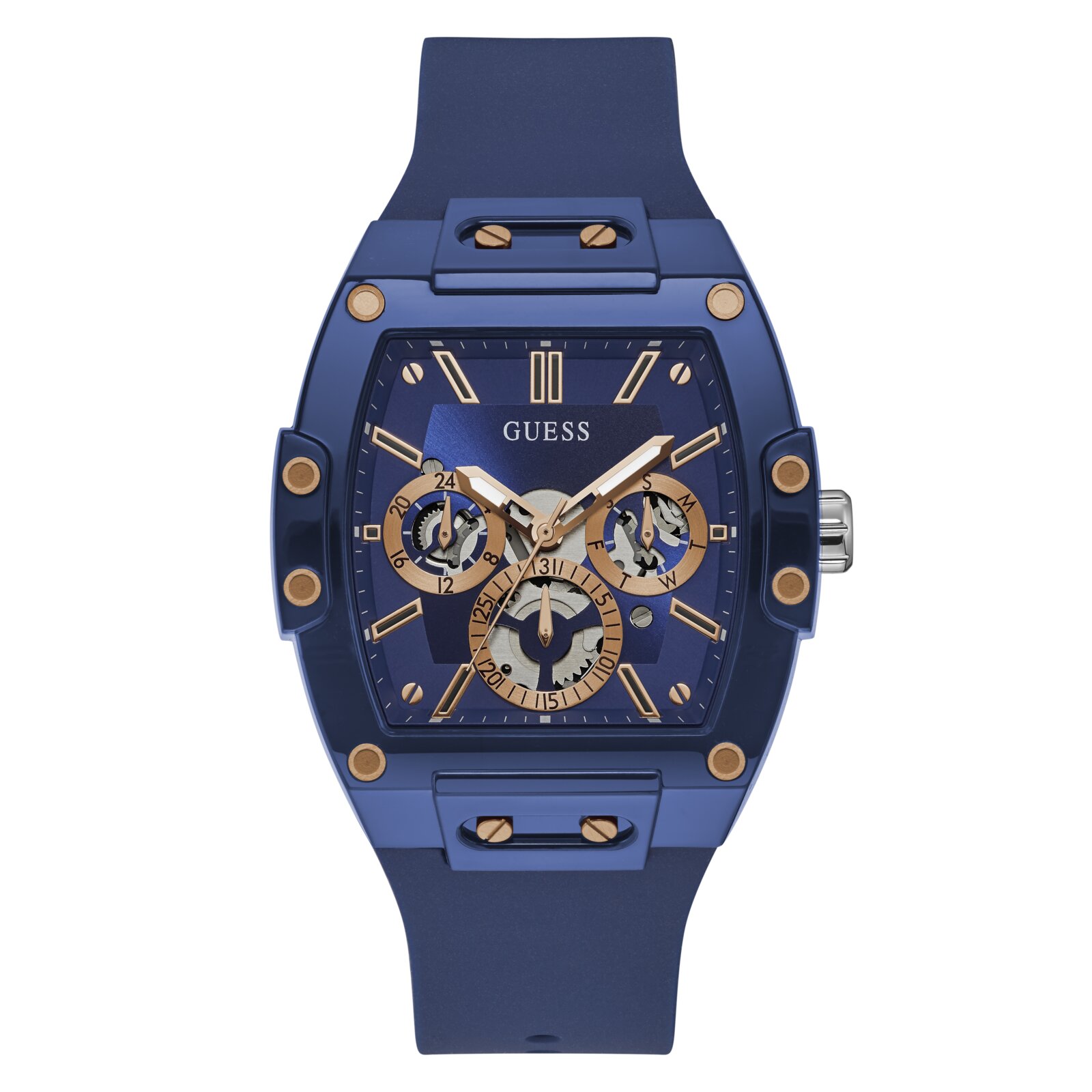 Guess Watches Gents Reloj Hombre Caja De Policarbonato Pulsera Silicona De Color Azul Resistente Al Agua 5 Atm Gw0203g7