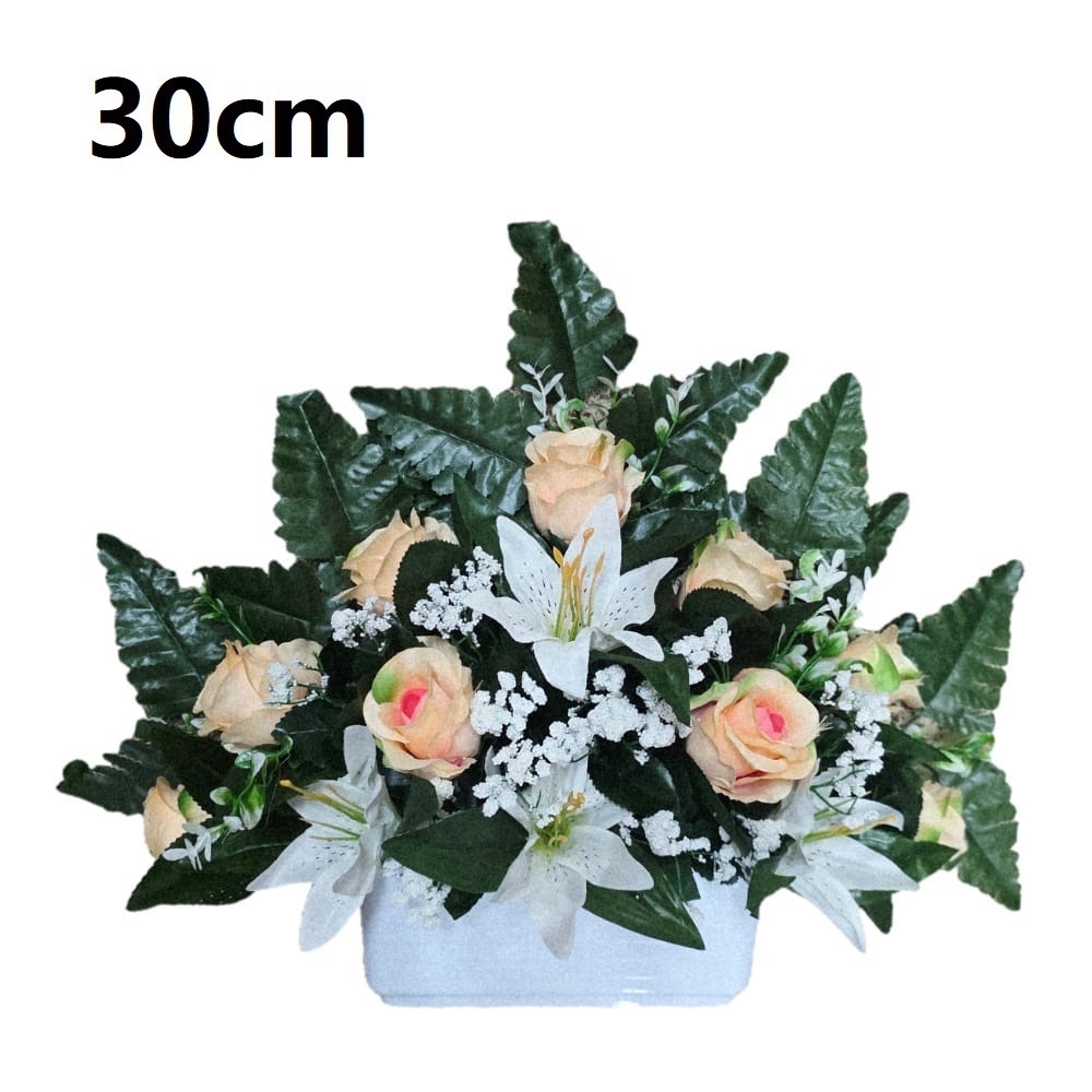 Flores artificiales para cementerio,Centro Flores para santos duraderas de tela con maceta,Gerimport,Envios desde España