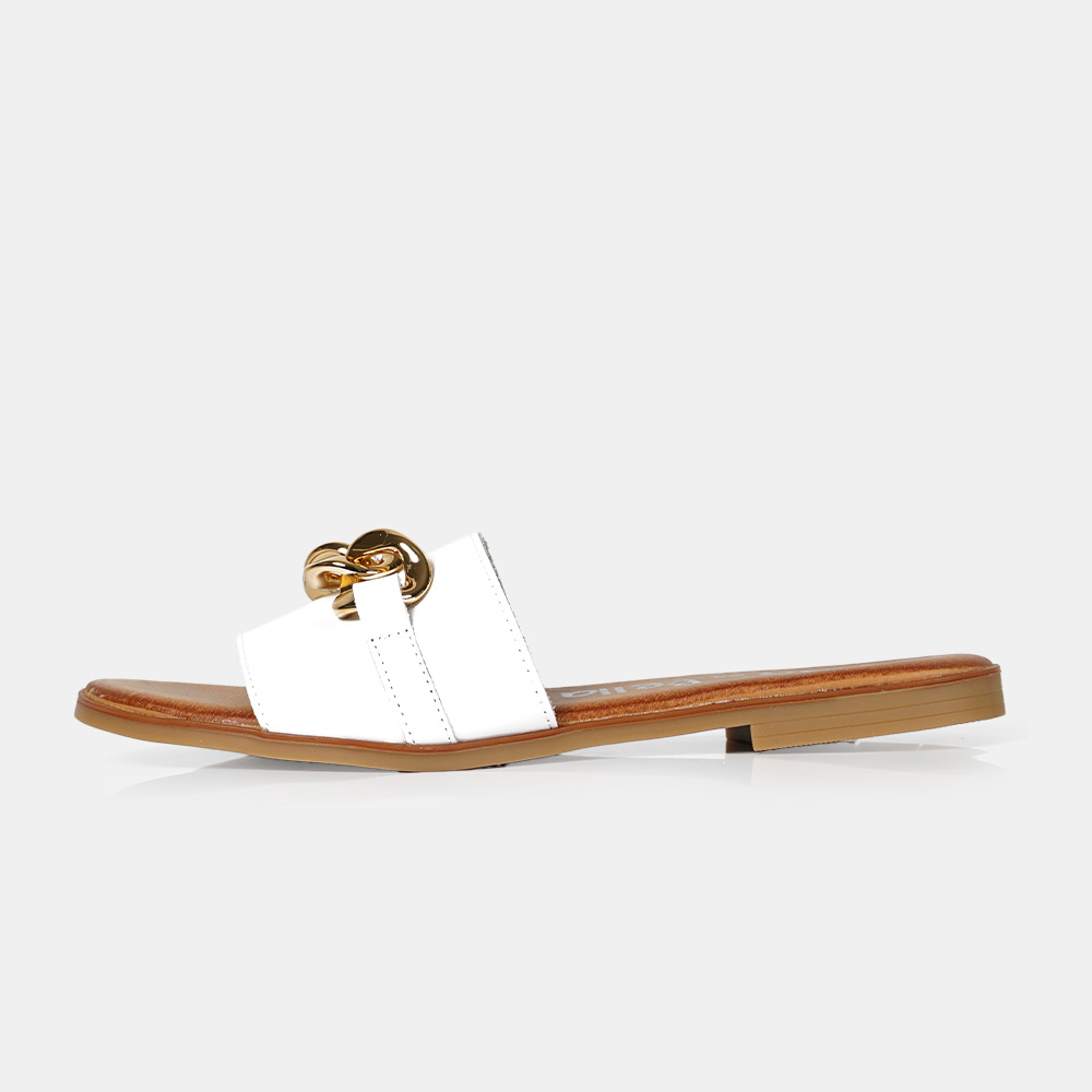 1990s Sandalias de Piel Genuina con Adorno en el Empeine para Mujer