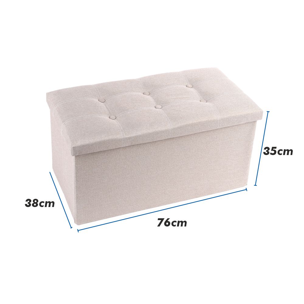 Puf para almacenamiento en tela plegable PlusCalidad - Varios Colores - Pouf Rectangular 76*38*35cm - Baúl, Taburete o Reposapiés
