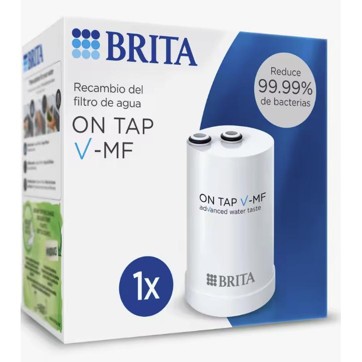 BRITA Filtro On tap v -mf- Recambio Compatible con Sistema On Tap. Reduce Microplásticos, Cloro y Metales Pesados. Agua Más Pura.