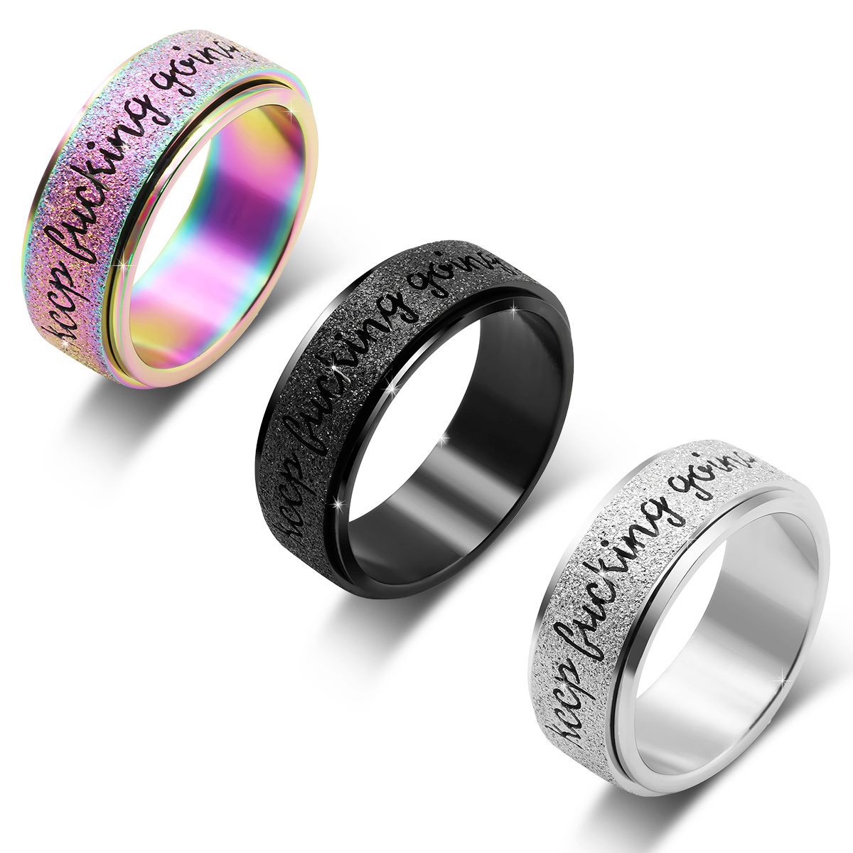 3 anillos de Maple de Titanium de moda de 8 mm con transferencia de Arena, anillos de Pareja para hombre y Mujer