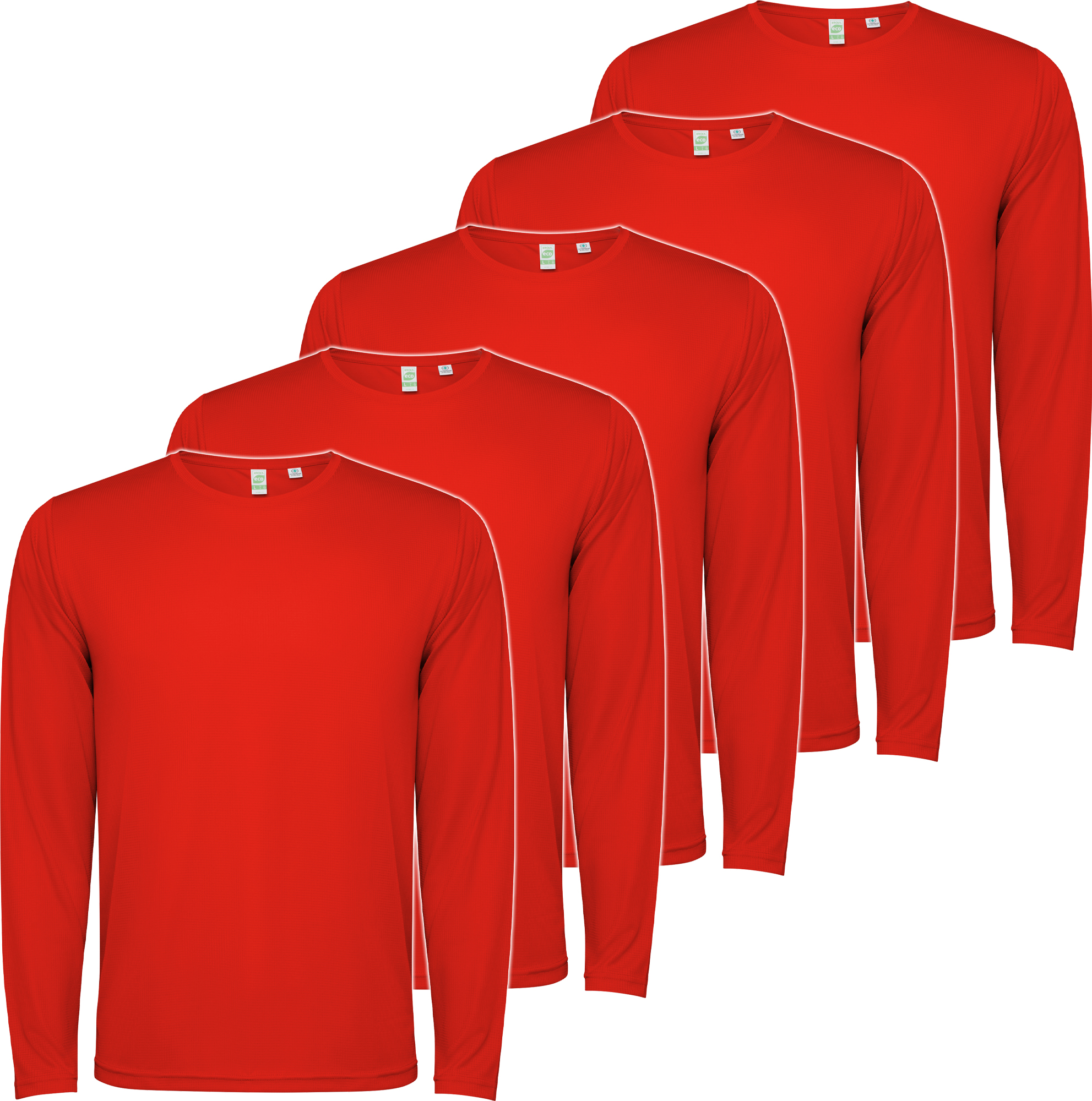 PACK 5 | Camiseta Técnica Manga Larga | Poliéster | Transpirable | Roly