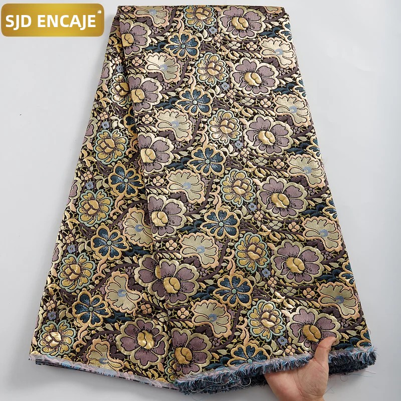 TK SJD LACE Brocado Africano De Encaje Tela Damasco Para Vestidos De Boda Y Fiestas De Mujeres Nigérianas Material De Suelo Patchwork 100% Poliéster