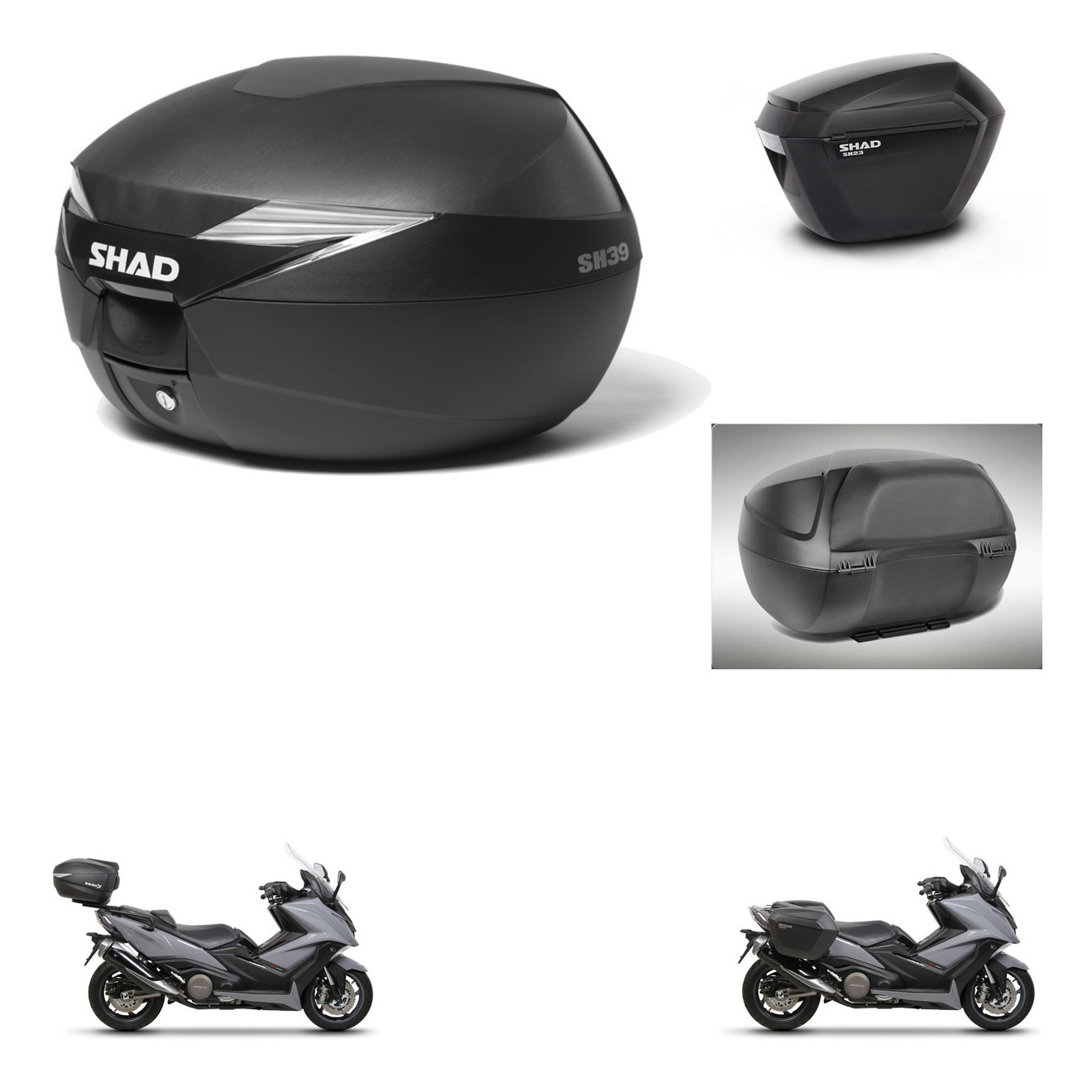 Maletas Laterales + Baul Trasero + Respaldo De Pasajero + Herraje 3P + Herraje Montaje Sh39 Sh 39 Sh23 KIT-246665