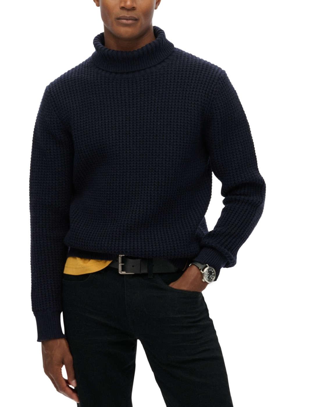 Jersery Superdry marino cuello vuelto con lana de hombre