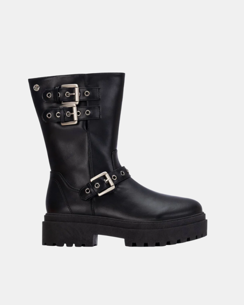 XTI 130461 Botines Militares Altas Mujer Negro