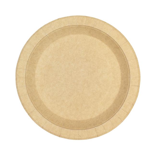 MONOUSO | Plato de Cartón Redondo Antigrasa Kraft Ø18cm 195g/m² (50 Uds)