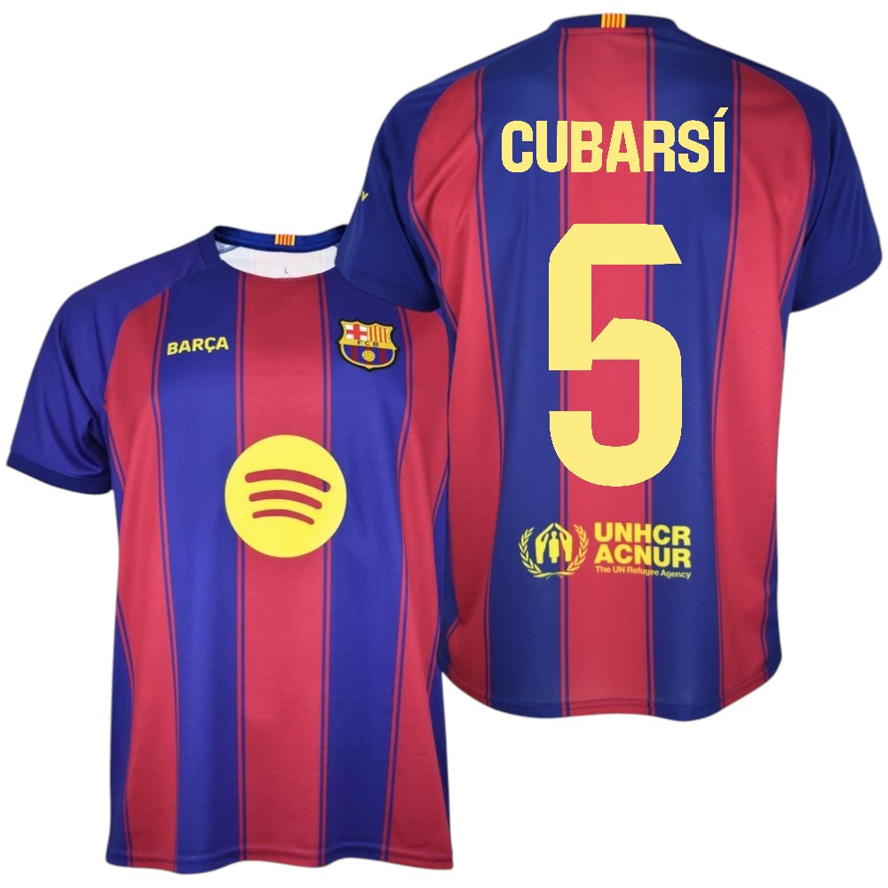 Barça - Camiseta Réplica Oficial 25/26 - Jugador CUBARSÍ Nº5 - Colores Blaugrana - Tejido Transpirable - Detalles bordados.