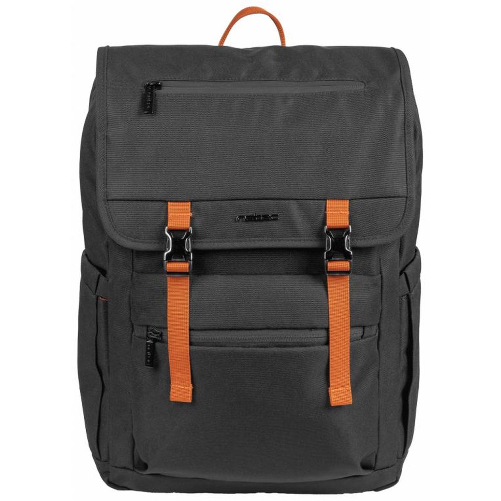 NATEC - Mochila para portátil Niala Ginger Orange de 39,6 cm (15,6\") con 2 bolsillos frontales y asa de transporte, color negro