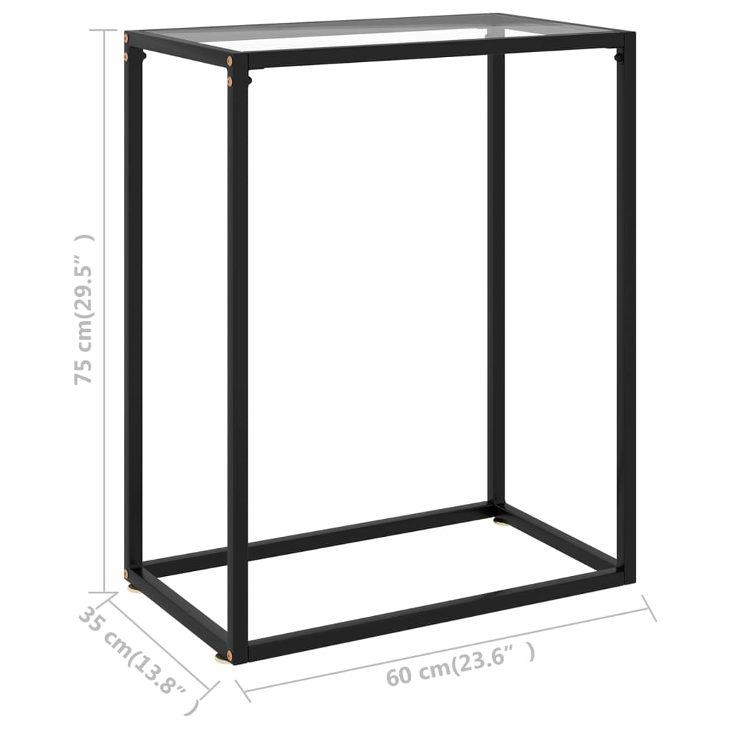 vidaXL Mesa consola vidrio templado transparente 60x35x75 cm