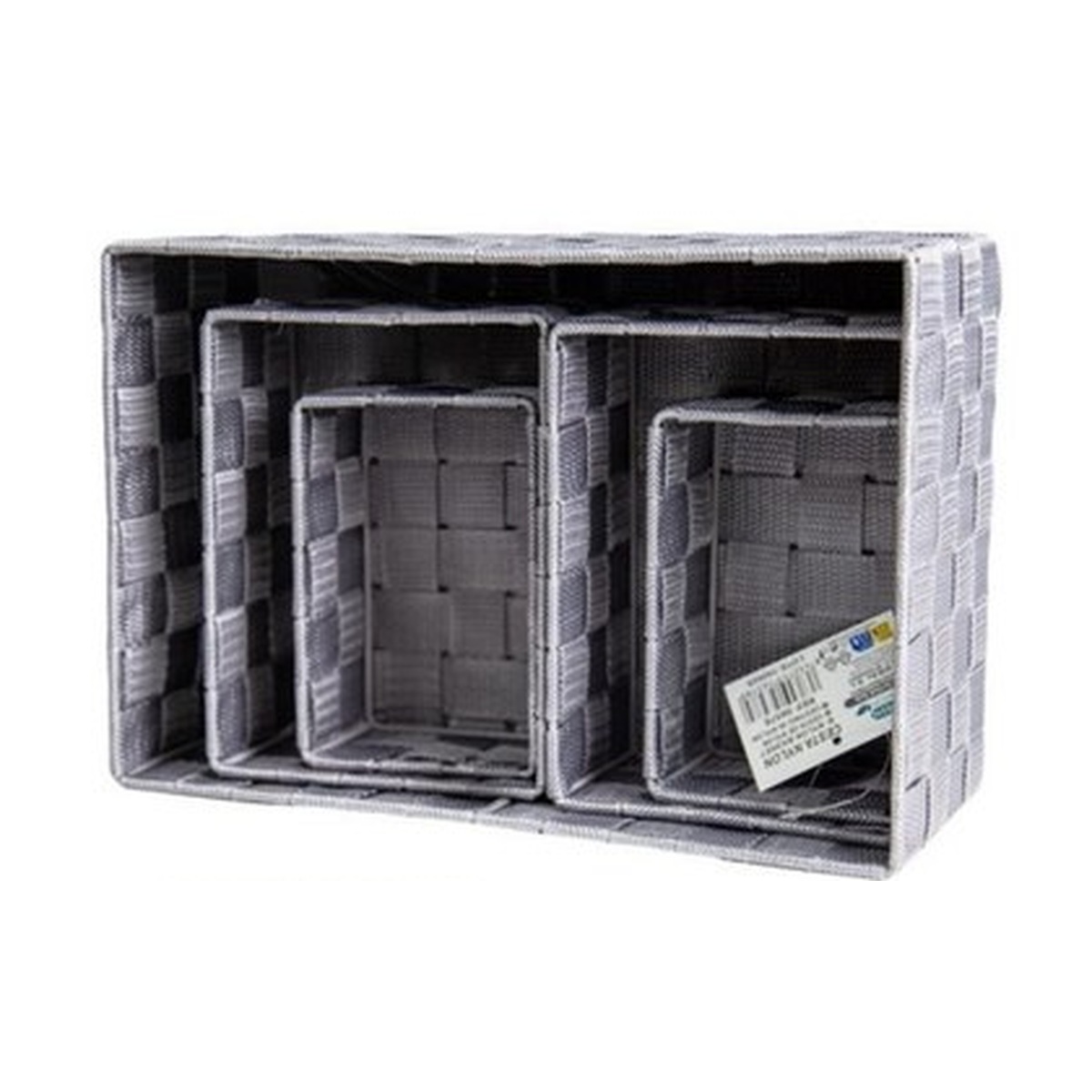 Greenwich - Juego de 5 cestas organizadoras de nylon trenzado para armarios y cajones en negro blanco gris beige o marrón
