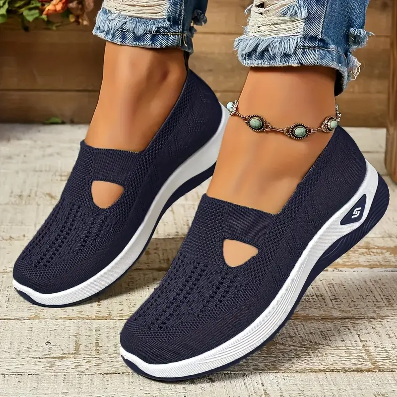 TK Zapatillas De Mujer En Color Sólido Transpirables Zapatillas Casuales De Verano De Bajo Térmico Tejidas Zapatos Casuales Para Mamá
