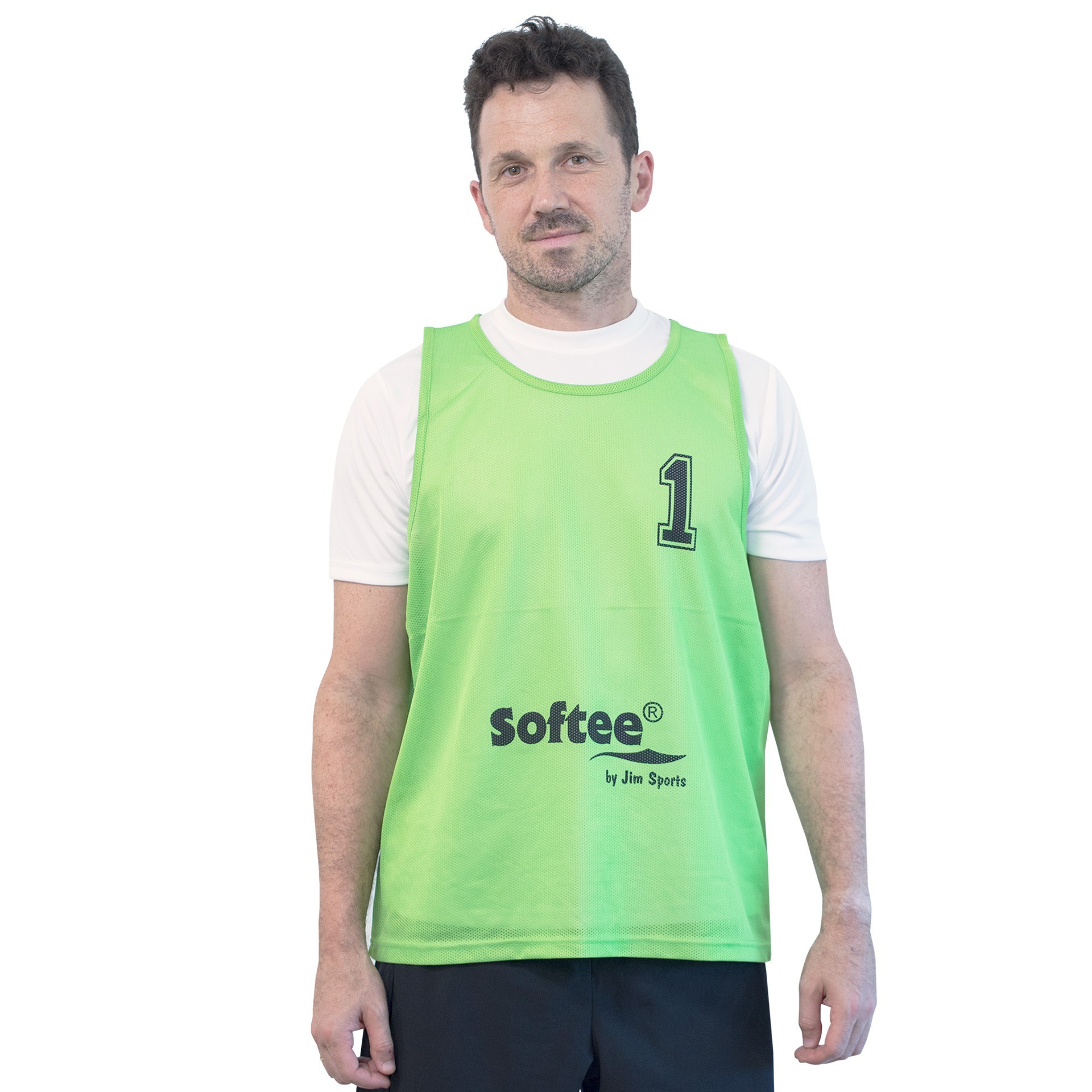 set 5 petos softee numerados del 1 al 5 color verde tamaño senior