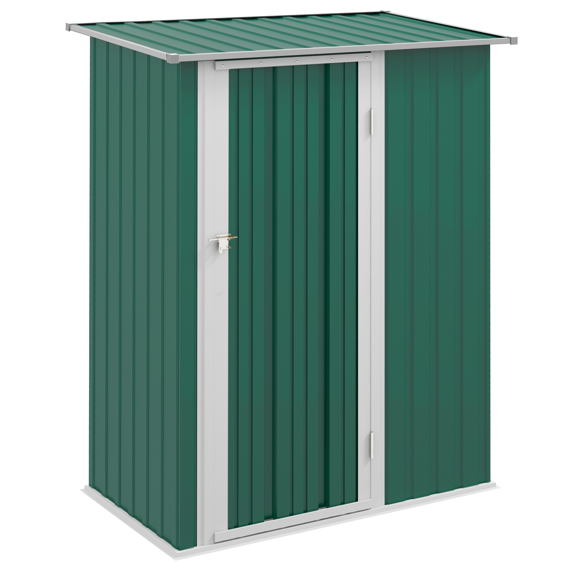 Outsunny Caseta de Jardín 1,07 m² 142x86x189 cm Cobertizo Exterior Metálico con Puerta Cerradura y Orificios de Drenaje para Almacenamiento de Herramientas Gris
