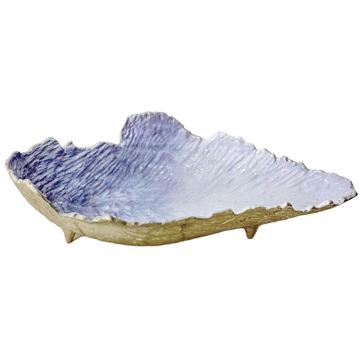 Centro decorativo aluminio dorado, blanco y azul, medidas 56x23x12 cm Fijalo