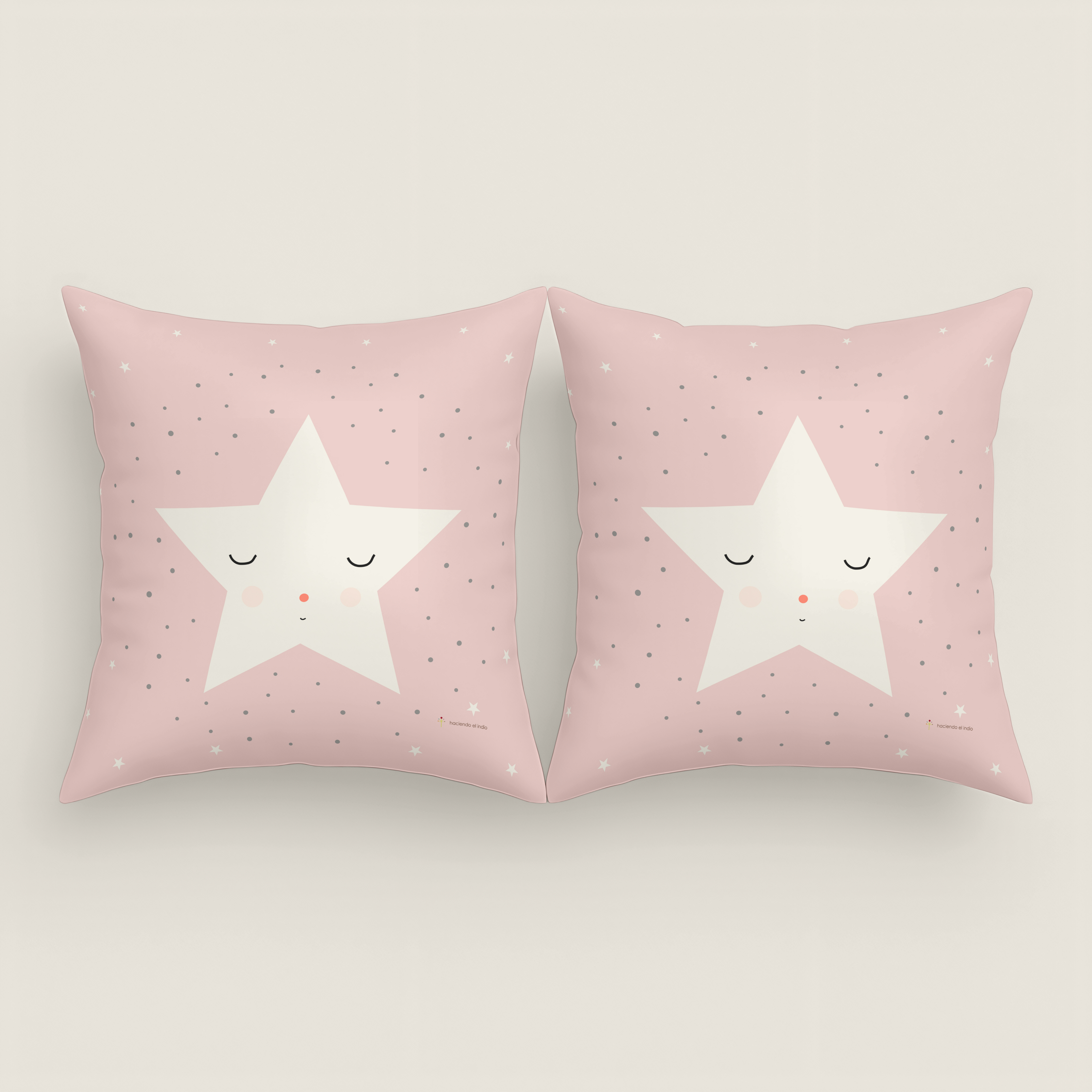 HACIENDO EL INDIO - Funda Cojín Infantil Estampada 100% Algodón - 40x40 cm - Funda Cojín Cuadrado Sin Relleno y Con Cremallera - Tacto Extrasuave - Fabricado en España