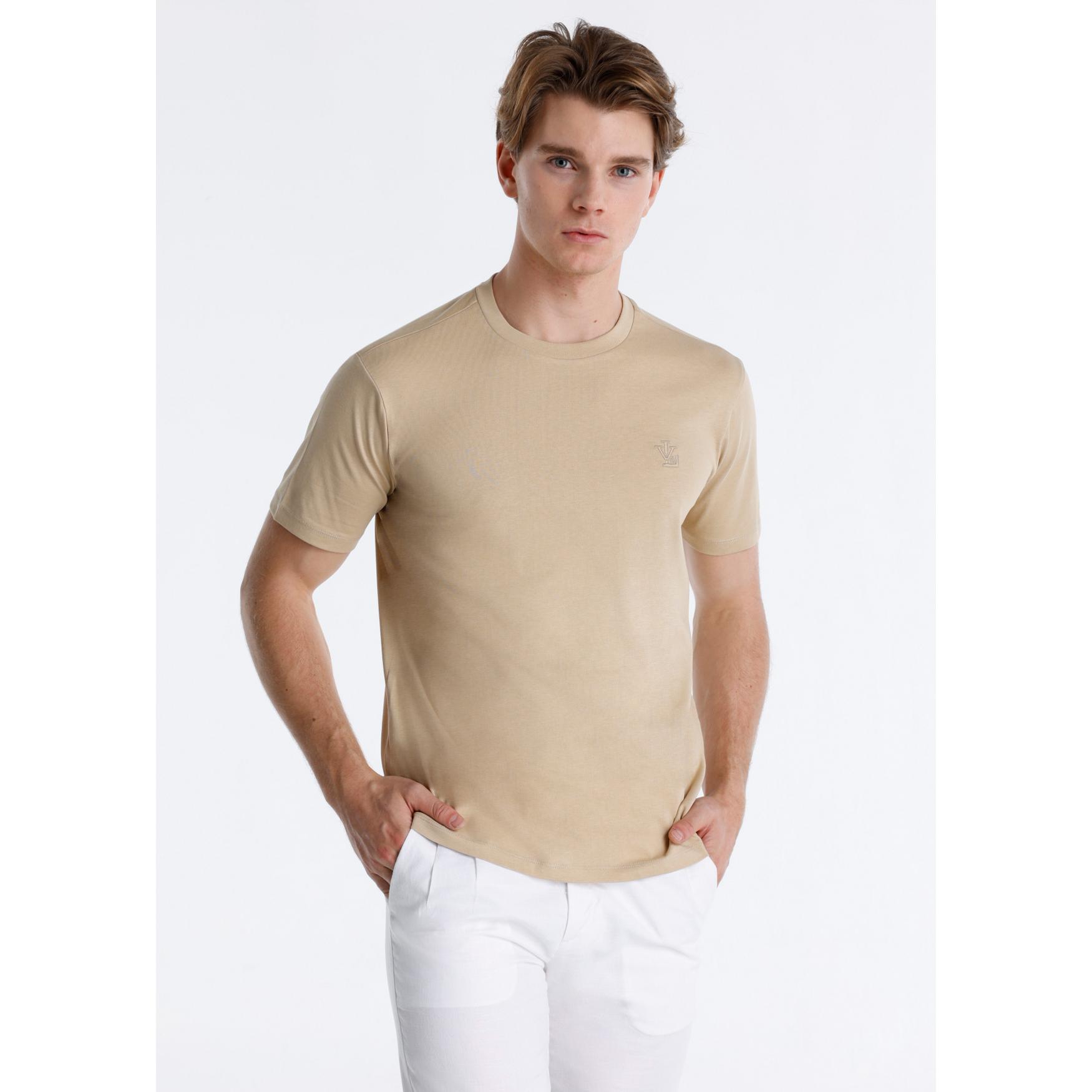 Victorio & Lucchino - Camiseta de Algodón Premium con Logo Bordado en Beige