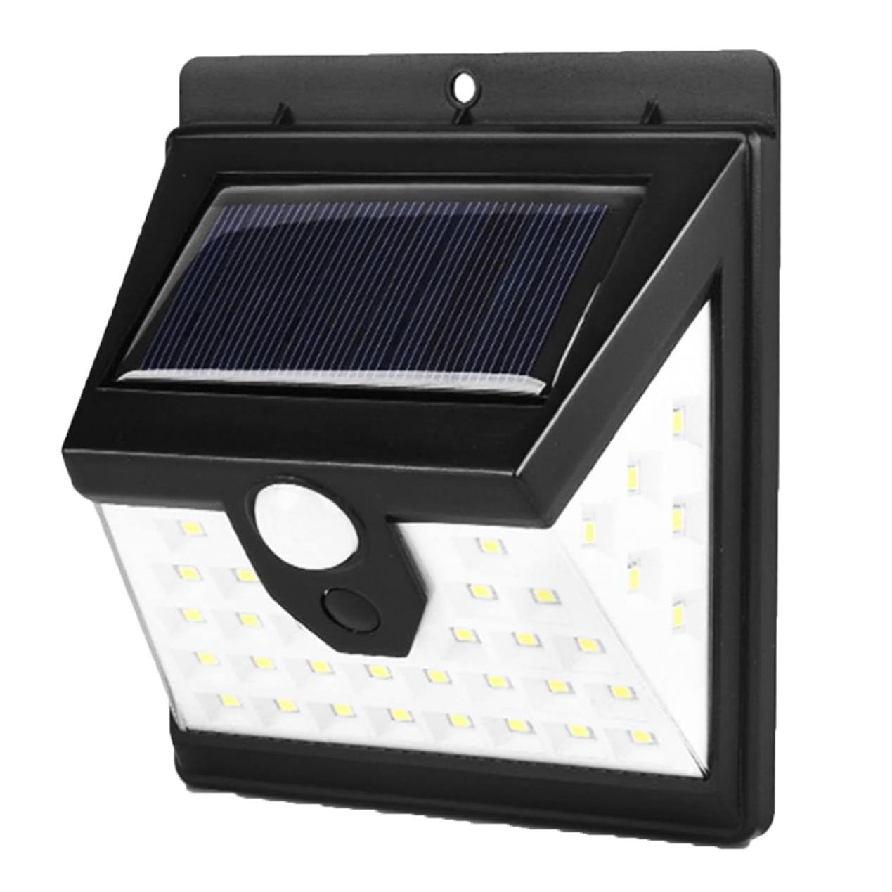 EUROXANTY Luces Solares para Jardín | Set de 4 Focos Led de Exterior | Lámparas Solares de Exterior con Sensor de Movimiento | Luces de Pared con 40 Leds de Alta Potencia | Carga Solar