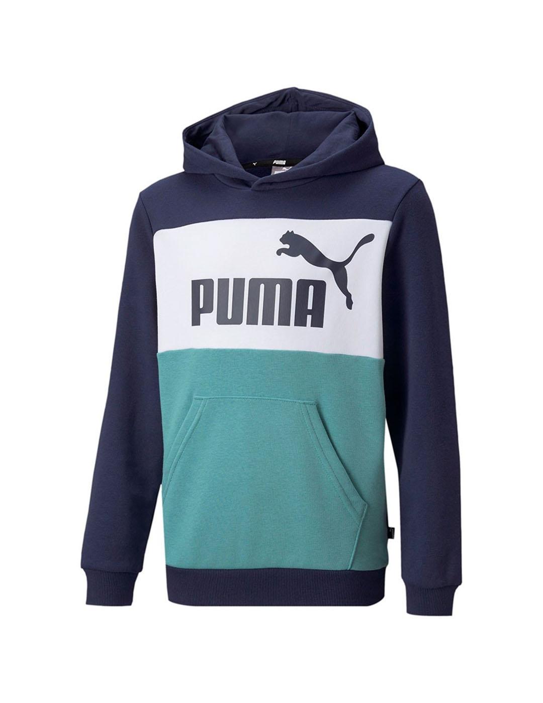 Sudadera Niño Puma Ess+ Colorlock Azul Verde