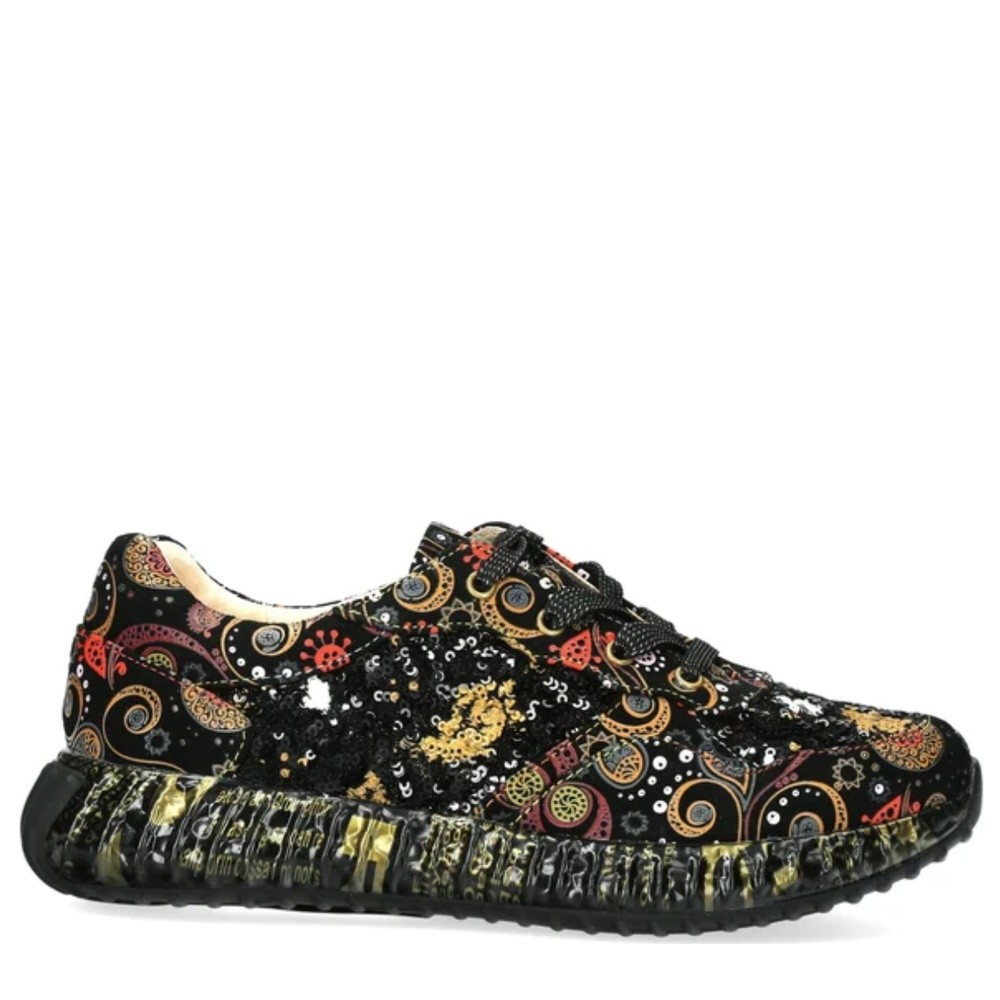 Cómoda BURTON 05 AMBRE NEGRO: deportiva en nubuck negro con paneles florales. Horma amable, suela de goma y cordones. Perfectas para caminar. ¡Cómpralas ahora! Altura Tacón bajo (3-5 cm) Referencia