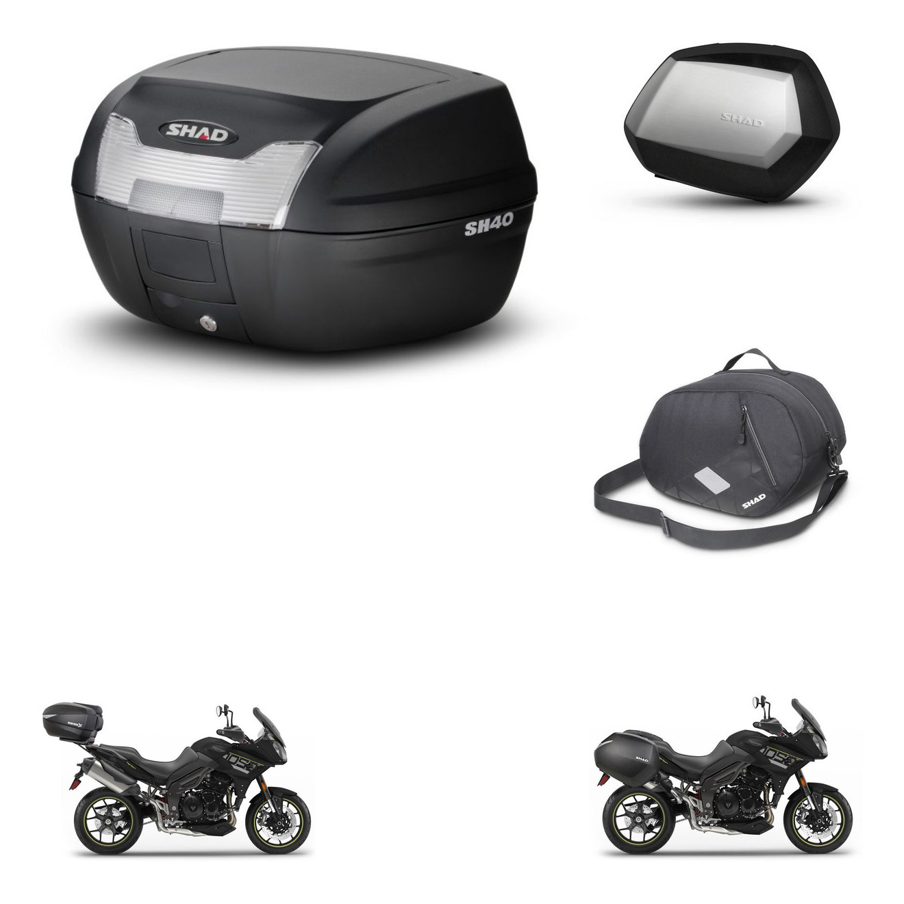 Maletas Laterales + Baul Trasero + Bolsa Interna + Herraje 3P + Herraje Montaje Sh40 Sh 40 2011 Sc Sh35 Premium KIT-247875