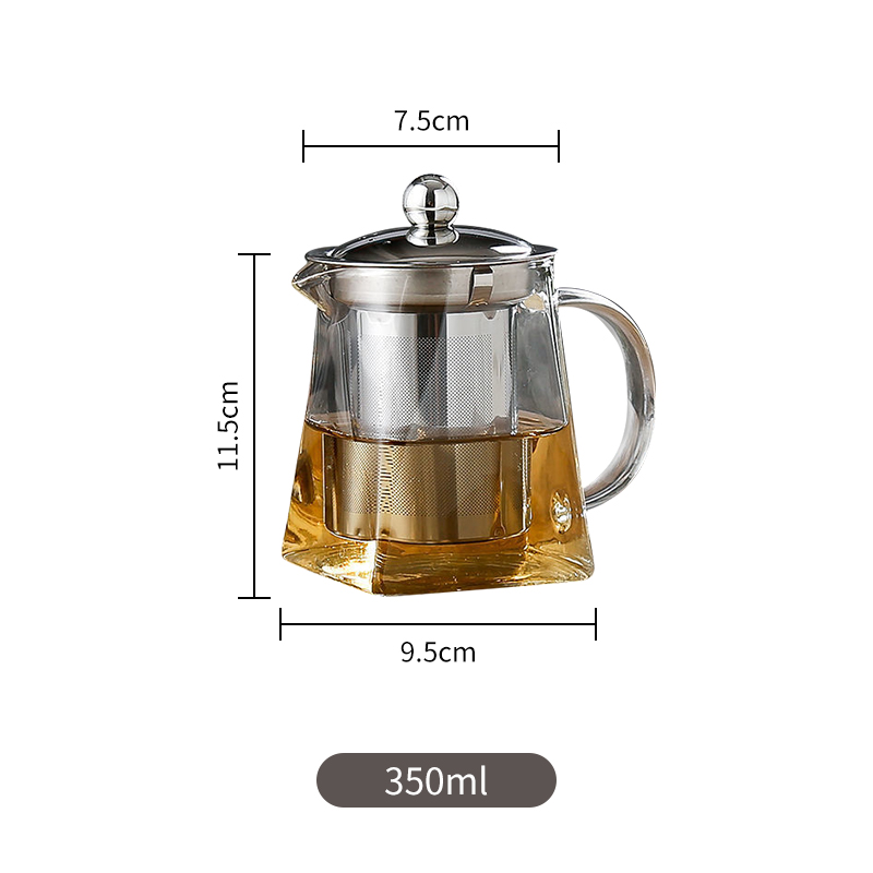TK Tetera duradera con Infusor de Maple inoxidable container caliente para hacer té, Tetera de Vidrio