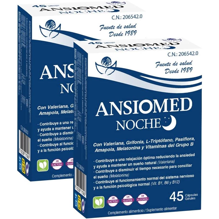 Pack Ansiomed Noche - Herbetom Bioserum | pastillas para dormir naturales con Valeriana, grifonia, triptofano melatonina y pasiflora - Contribuye a la relajación óptima y mantener sueño natural (2 pack)