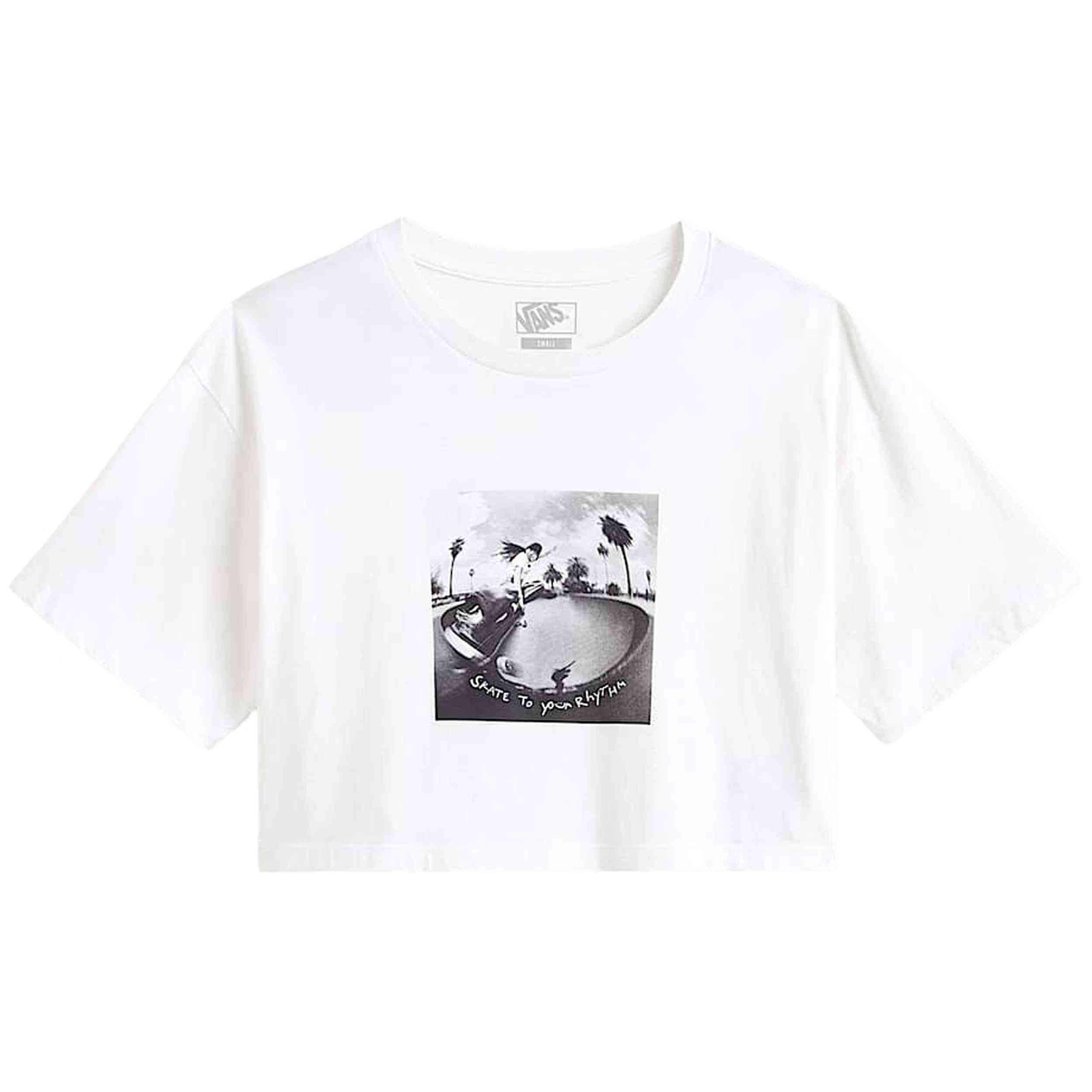 Camiseta De Manga Corta Vans modelo Rhythm Relaxed Crop "White" para Mujer en color Blanco
