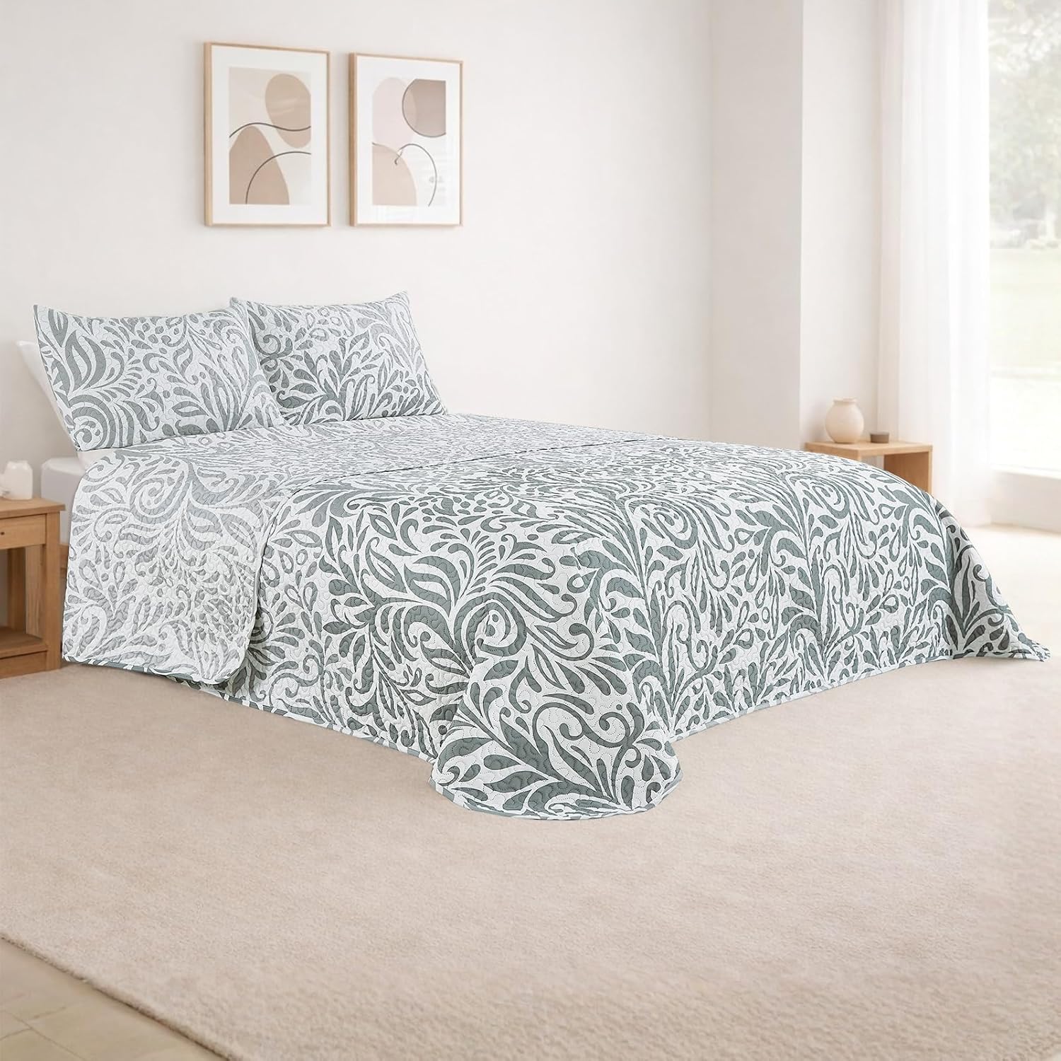 OsoNube-Colcha bouti para verano y entretiempo - Colcha para cama inluye 1 o 2 funda de cojin segun la medida，Colcha cubre cama 100% poliester, suave y transpirable. El diseño de la funda de cojin puede variar según el corte del tejido