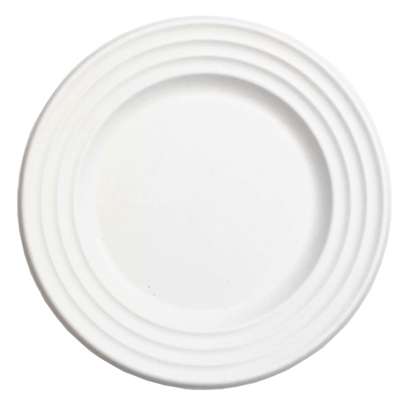MONOUSO | Plato Caña de Azúcar Premium Wave Blanco Ø18cm (600 Uds)