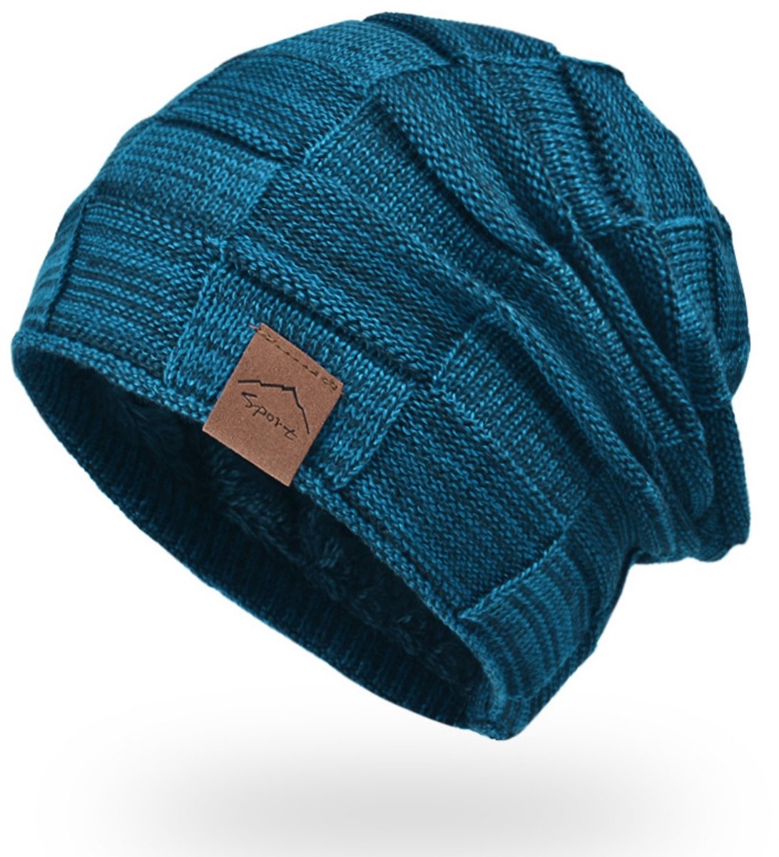 Om Home Gorro de punto holgado para mujer - Gorros de invierno para hombre - Gorros de punto modernos - Gorros de punto de doble capa - Gorros de punto multifuncionales en colores surtidos - Gorros de forro polar a cuadros para otoño/invierno para mujer