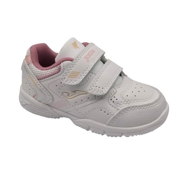 Joma - Zapatillas deportivas Joma School 2529 para niñas, ideales para actividad física escolar y uso diario, color blanco y rosa