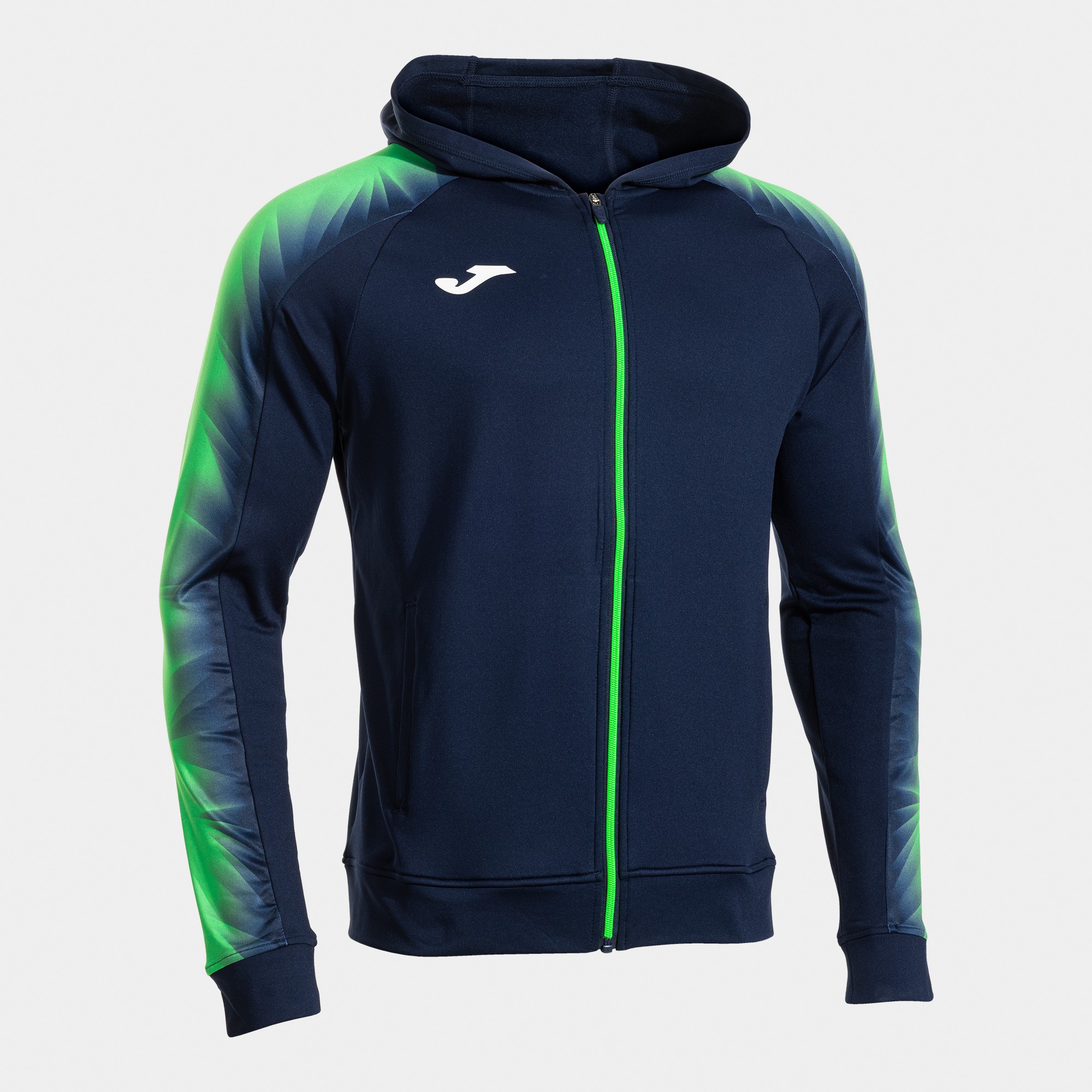 JOMA CHAQUETA CON CAPUCHA ELITE XI MARINO VERDE FLUOR Talla 12 (2XS) Niño Junior