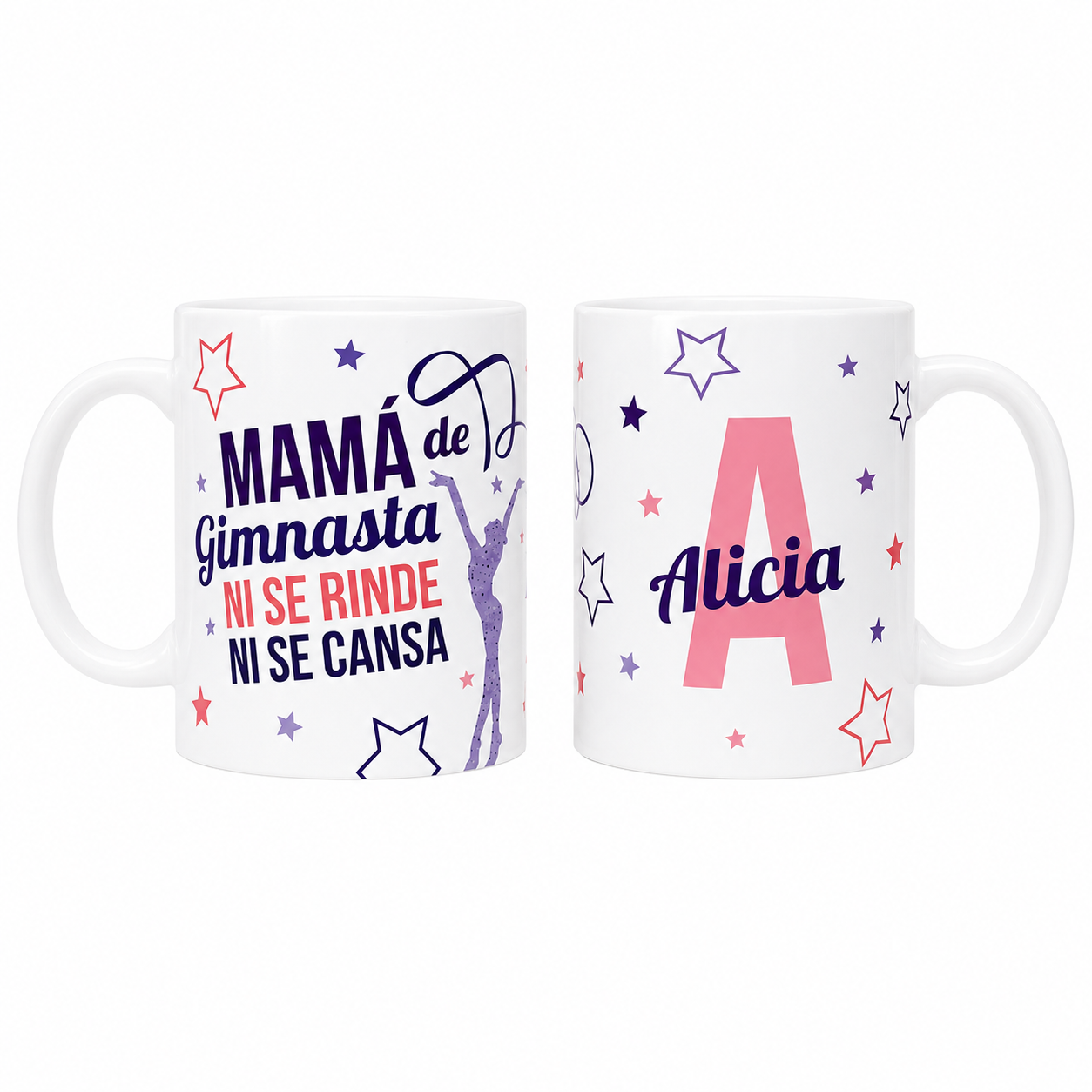 Taza Mamá de Gimnasta Rítmica Personalizada con Nombre e Inicial Ni se Rinde ni se Cansa Regalo Día de la Madre Cumpleaños Enna Blues Designs