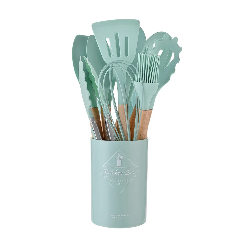 TK Set De Utensilios De Cocina Ecológicos De Silicona 12PCS Incluye Tampones Y Cuchara Medidora Herramientas De Cocina Prácticas