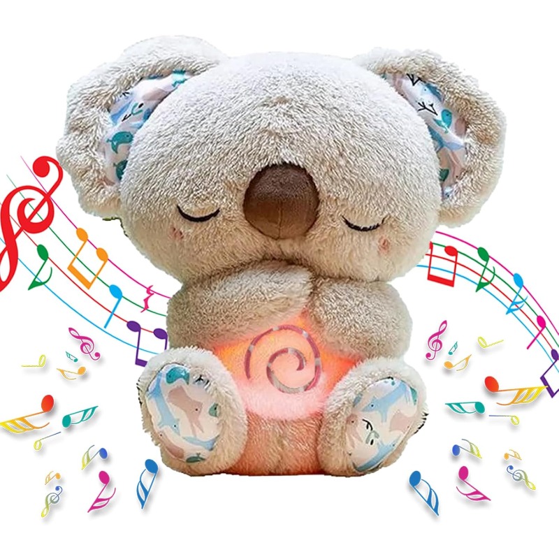 Peluche Koala con latido del corazón, koala para dormir, koala con luces y música suave, nutria para baby shower y recién nacidos