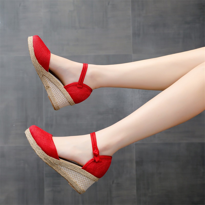 TK Alpargatas altas impermeables, sandalias de plataforma, talla grande, Beige, Negro, Rojo, 42, 41, 40