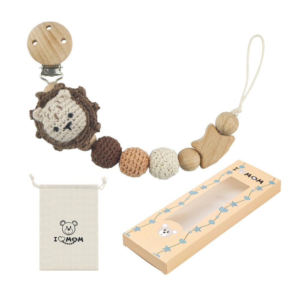 CA Portaclips de Chupete de Madera de Haceda con Bolsa de Almacenamiento de Chupete de Animal de Dibujos Animados para Bebés Productos Normales