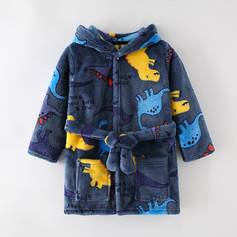 Om Home Bata con estampado de dibujos animados, ropa de dormir para niños y niños, invierno y juguete
