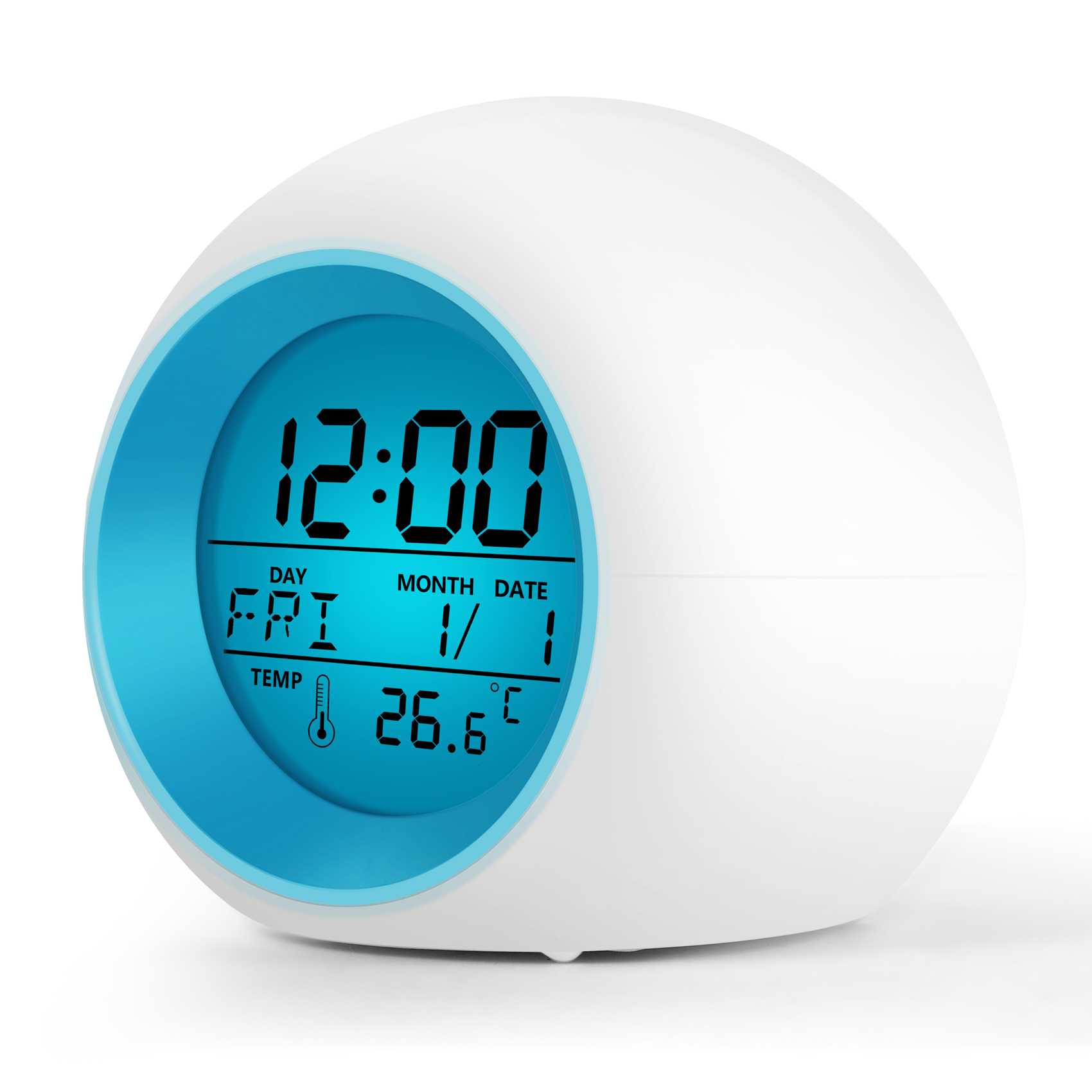 TK Reloj despertador para niños, despertador Digital con 7 colores cambiantes, Control de prensa y función de repetición para dormitorios