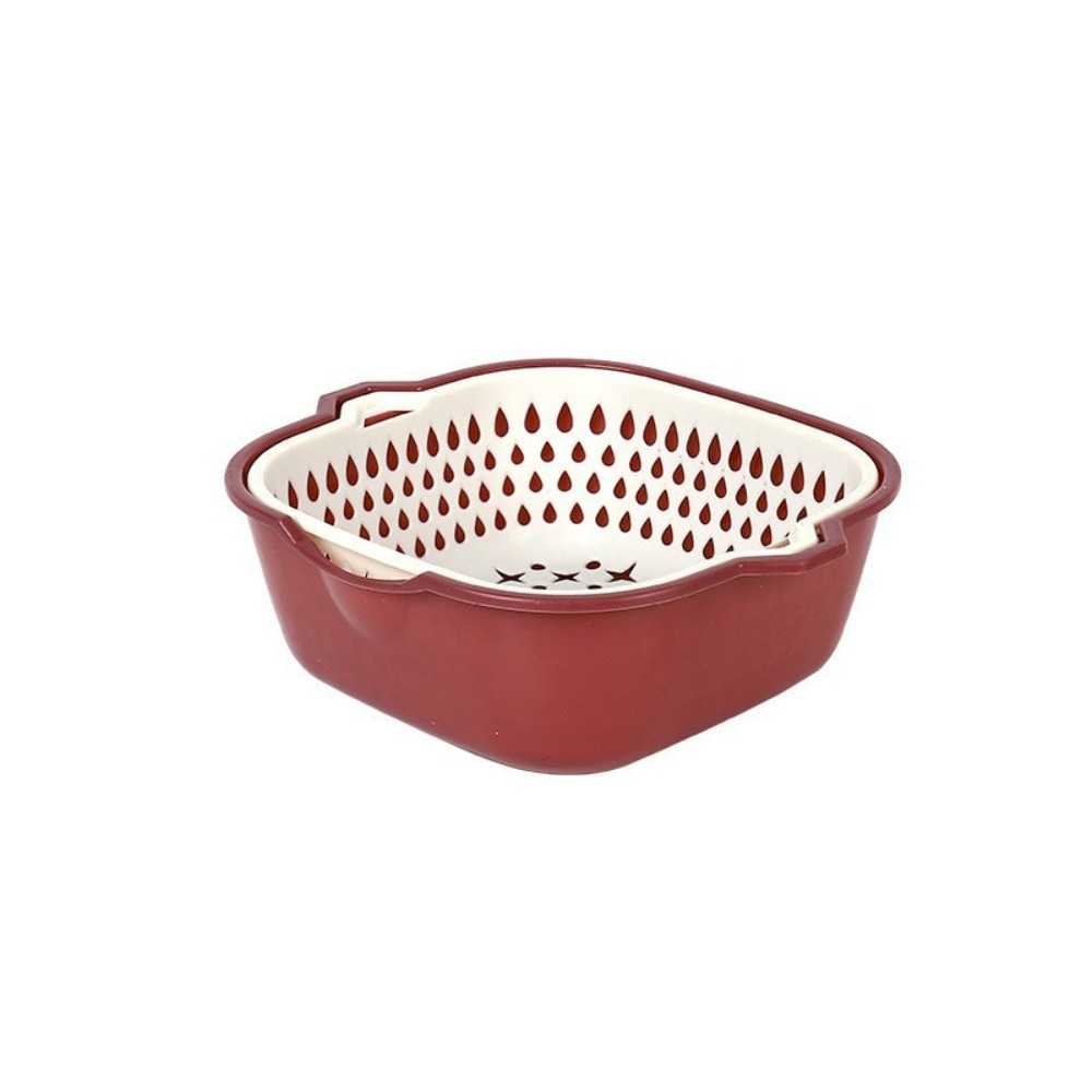 TK Cesta de drenaje de doble capa 2 en 1, bandeja para frutas, cesta de almacenamiento, cesta de lavado y escurridor, cesta de drenaje de cocina multifuncional